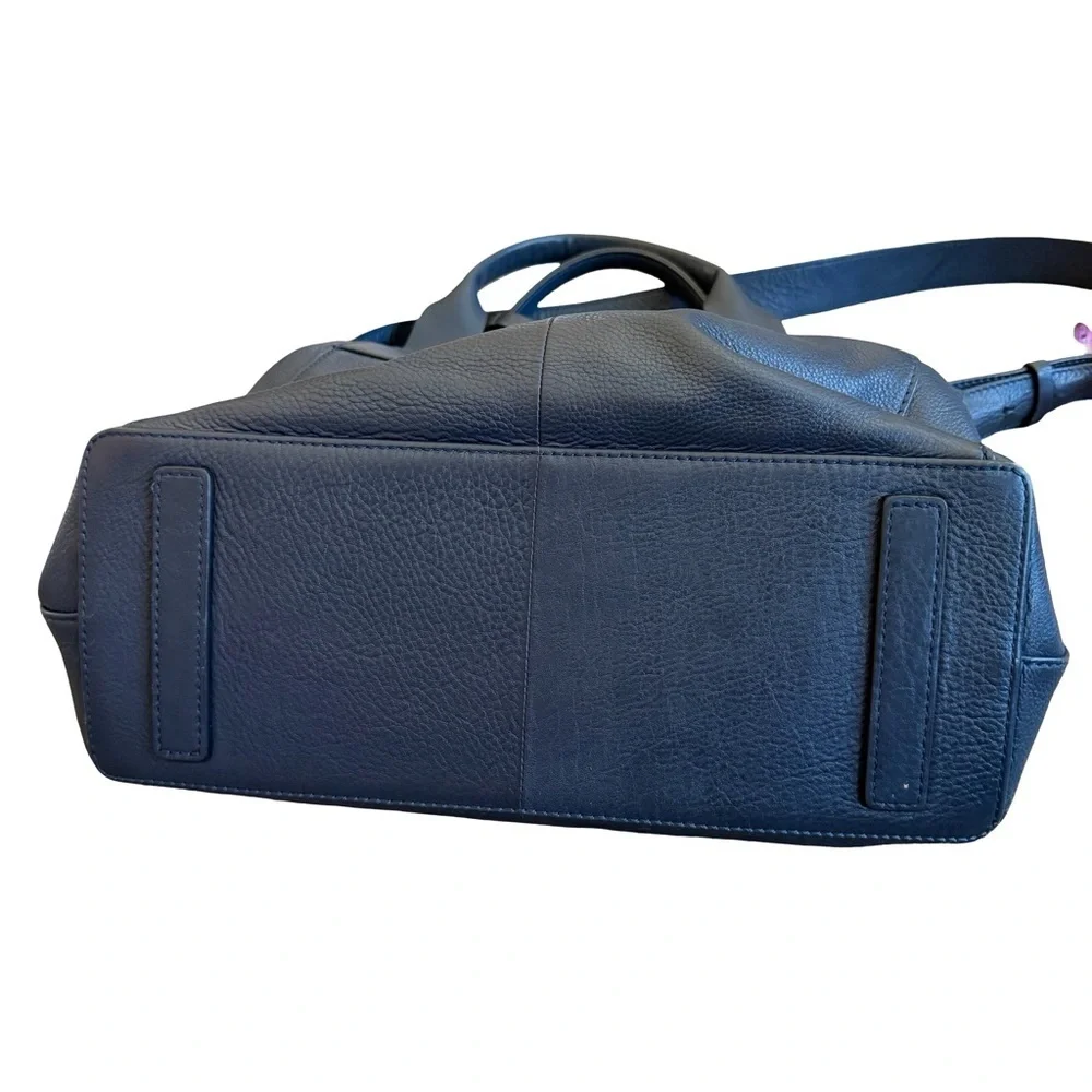 Radley Baylis Road Navy Leather Purse Shoulder Bag Tote Pockets Medium Size